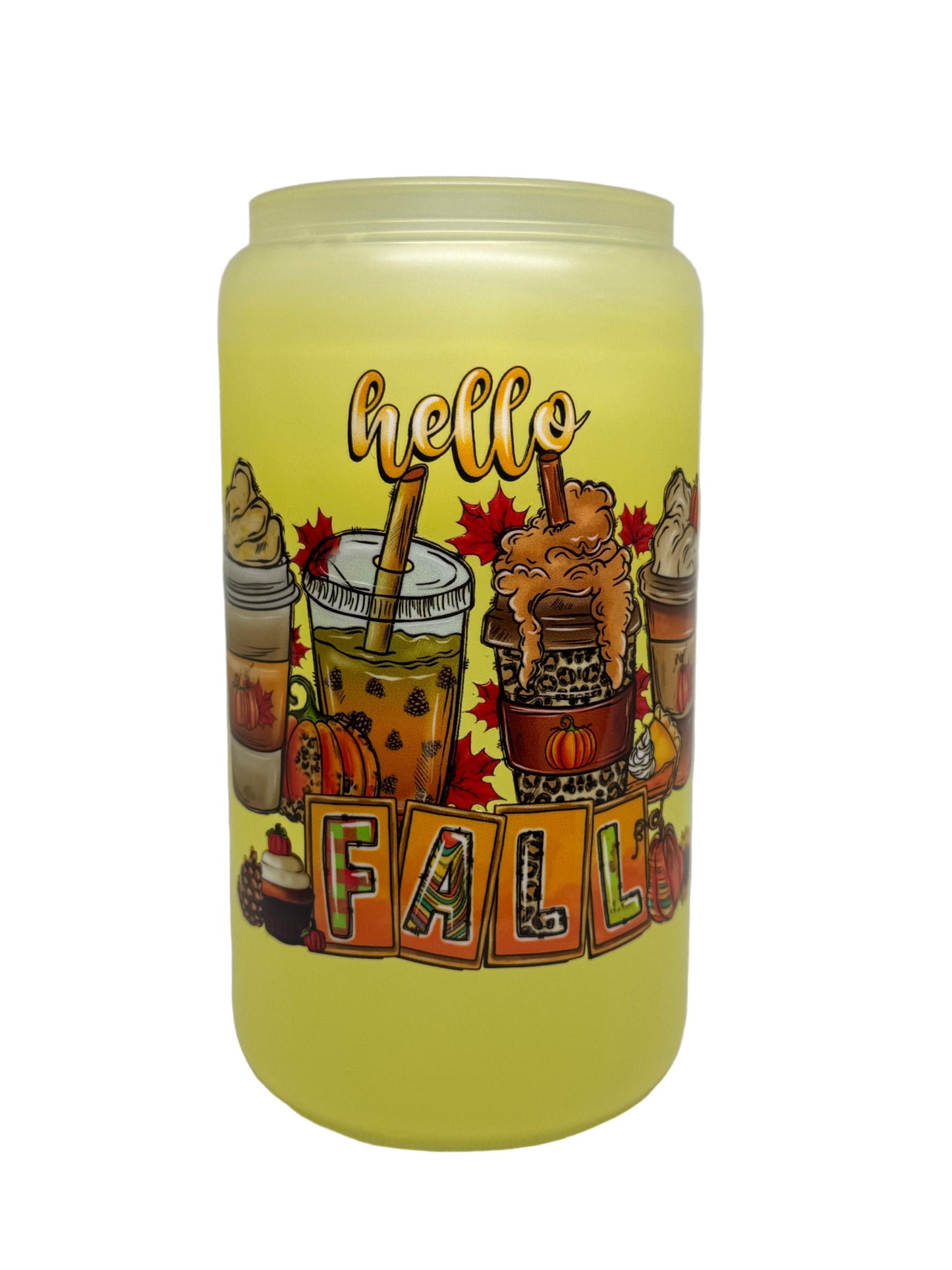 Hello Fall 16 oz Color Changing Glass Cup