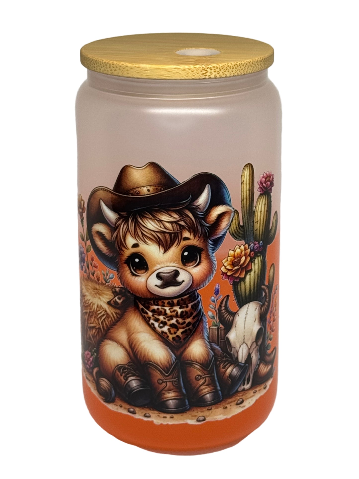 Desert Cow 16 oz Color Changing Glass Cup