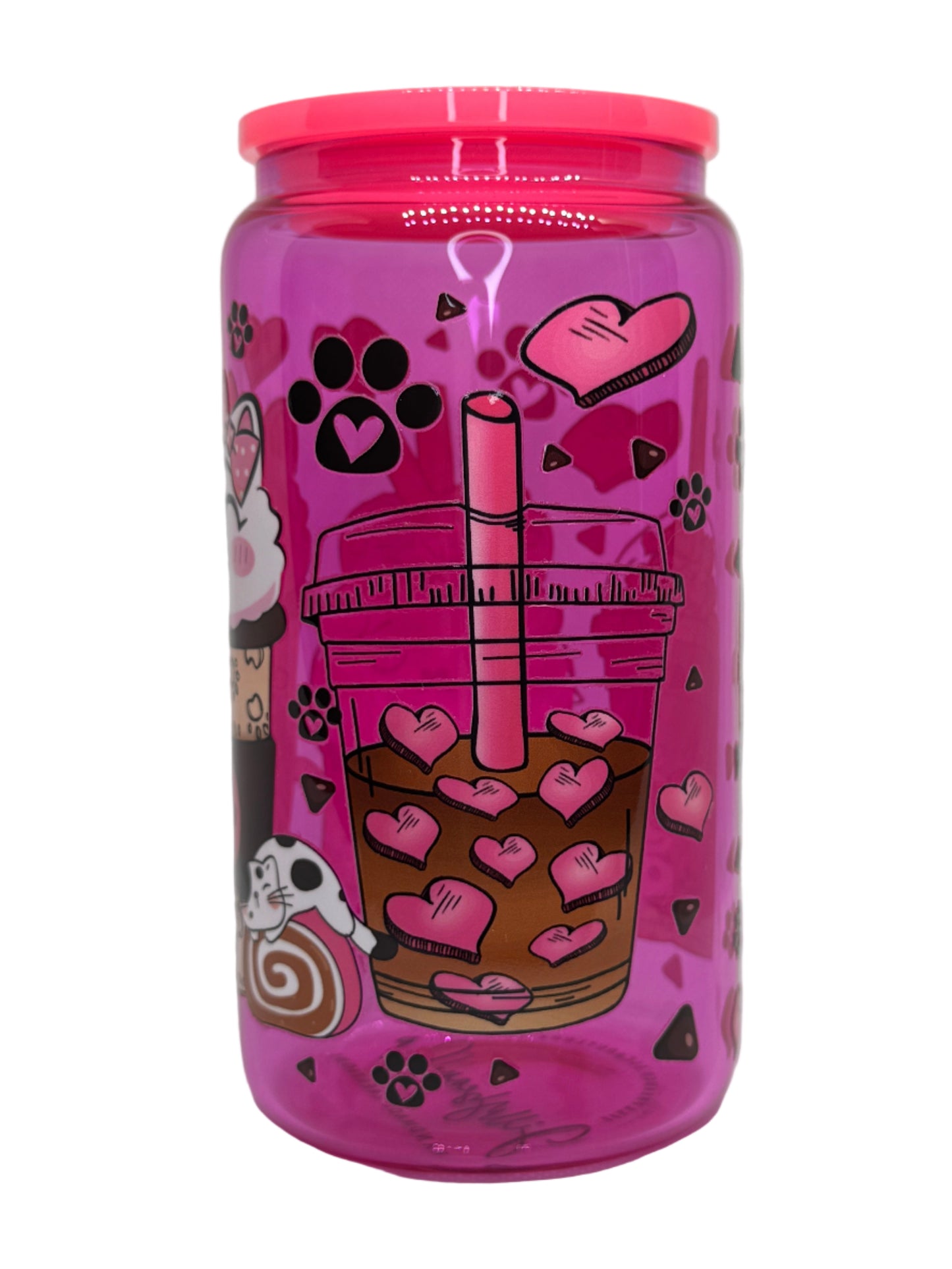 Cats & Coffee 16 oz Glass Cup