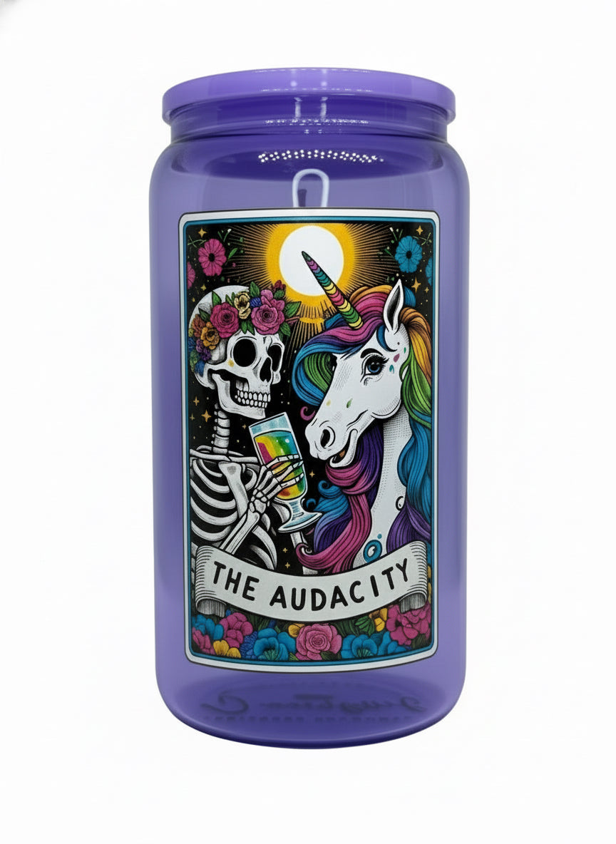 The Audacity Tarot Card 16 oz Glass Cup