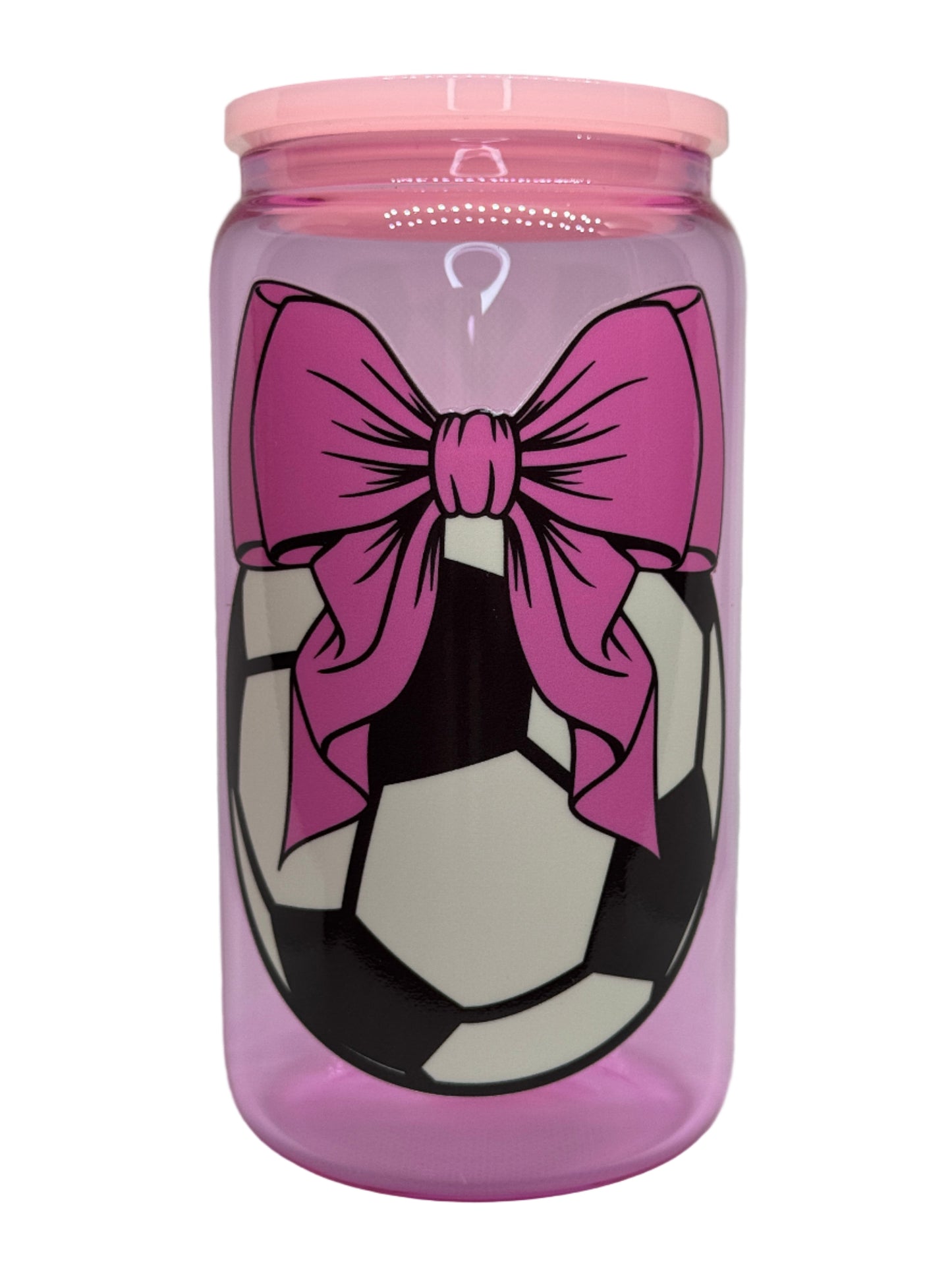Soccer Bow 16 oz Glass Cup