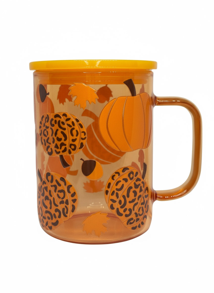 Pumpkin 15 oz Glass Coffee Cup