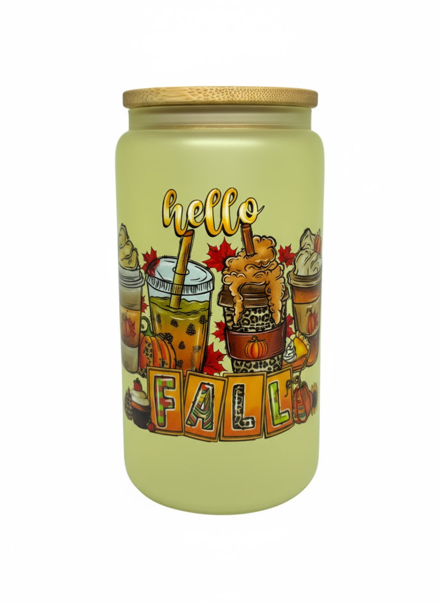 Hello Fall 16 oz Color Changing Glass Cup