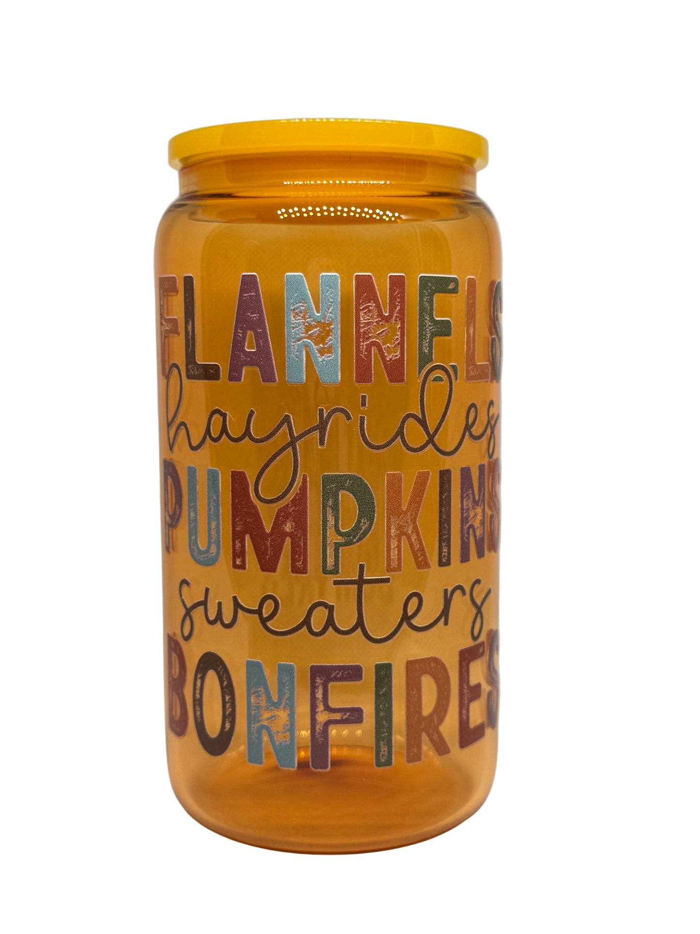 Fall Things 16 oz Glass Cup