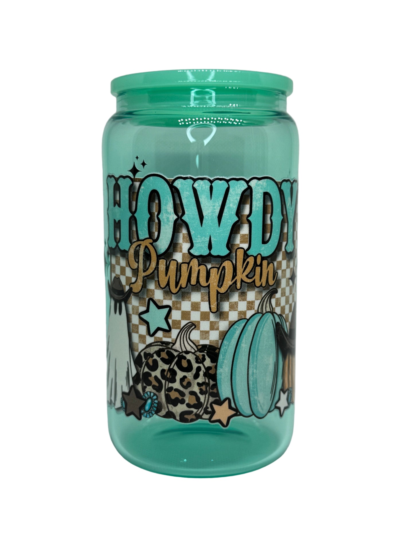 Howdy Pumpkin 16 oz Glass Cup