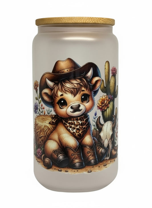 Desert Cow 16 oz Color Changing Glass Cup