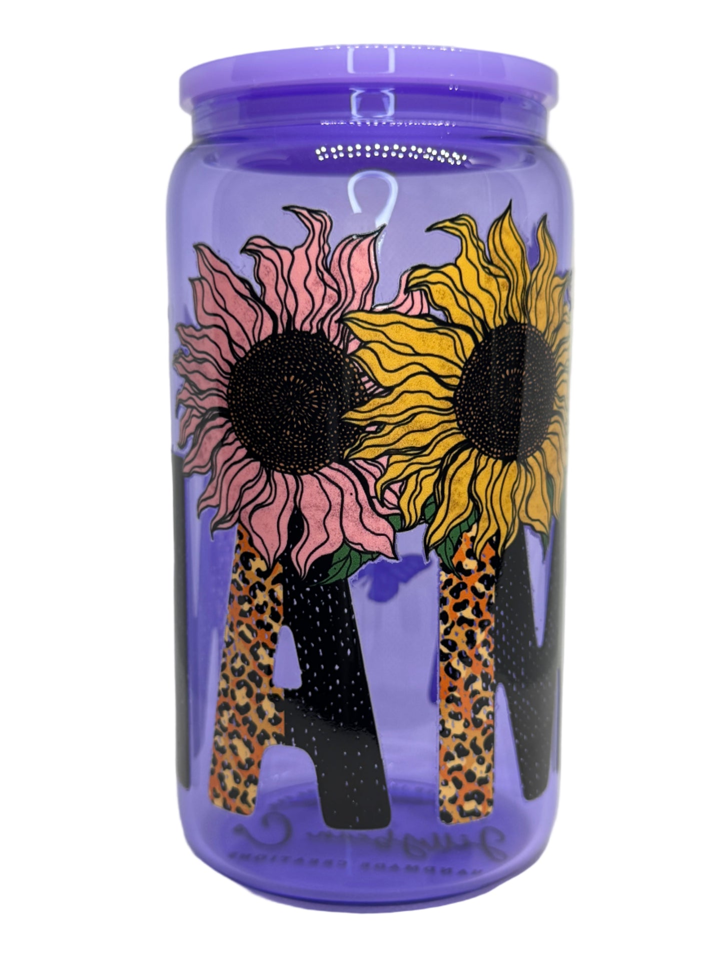 Mama Sunflower 16 oz Glass Cup