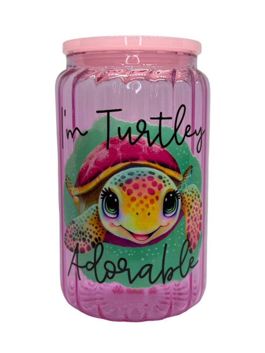 Turtley Adorable 16 oz Glass Cup