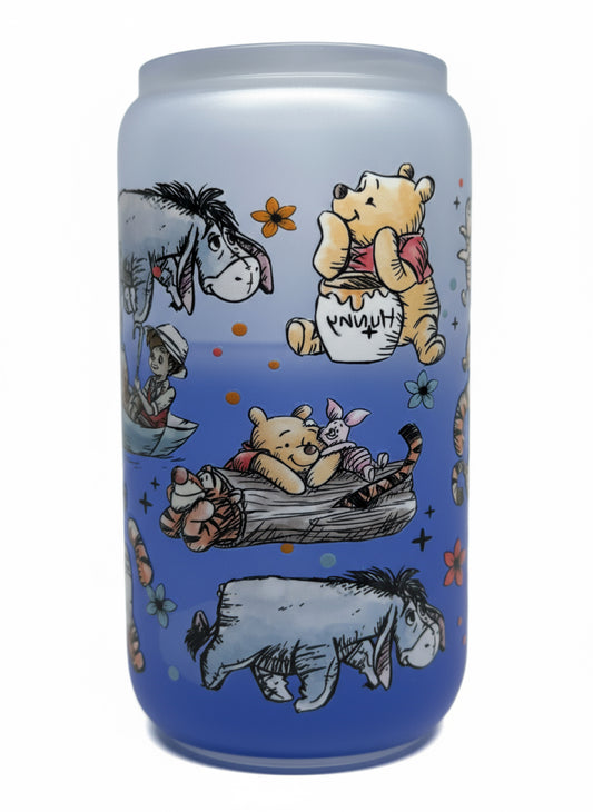 Yellow Bear And Friends 16 oz Color Changing Glass Cup