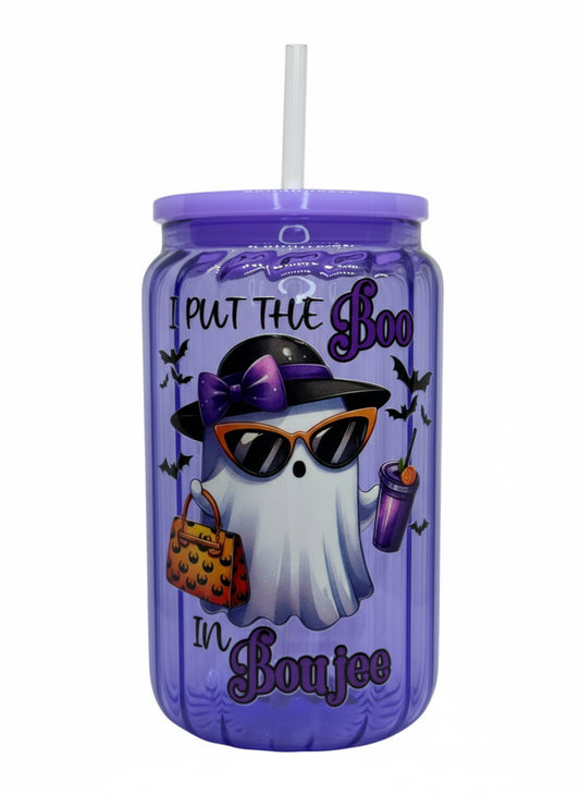 I Put The Boo In Bougee 16 oz Glass Cup