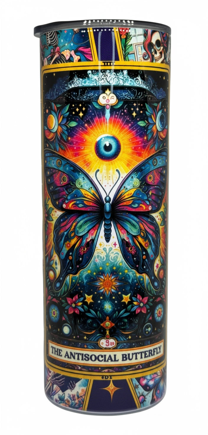 Anti-Social Butterfly Tarot Card 20 oz Stainless Steel Tumbler