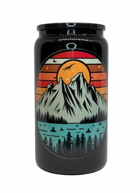 Mountain Sunset 16 oz Glass Cup